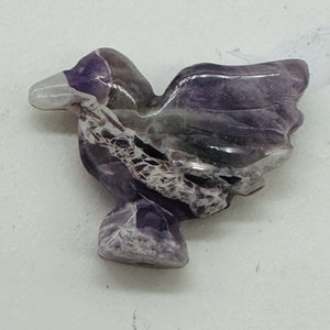 Lovely Hand Carved Amethyst Dove Figurine Worry Stone