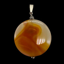 Load image into Gallery viewer, Carnelian 2&quot; Long Round Pendant | 40mm (Carnelian) | Orange White | 1 Pendant |
