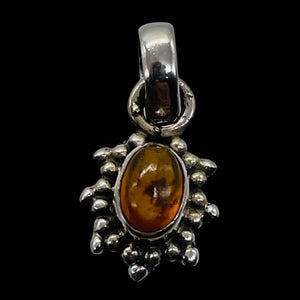 Amber Sterling Silver Bezel Set Pendant | 1/2" Long | Amber | 1 Pendant |