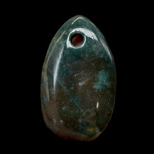 Load image into Gallery viewer, Hand Carved Bloodstone Pendant Bead | Green Red | 54x33x6mm (4.5mm hole)1 Bead |
