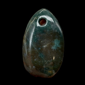 Hand Carved Bloodstone Pendant Bead | Green Red | 54x33x6mm (4.5mm hole)1 Bead |