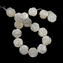 Load image into Gallery viewer, Mother of Pearl Half Strand Carved Rose Beads | 12x6mm | White | 16 Beads |
