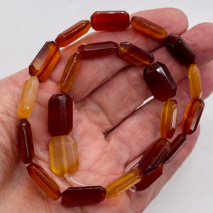 Premium! Faceted Natural Carnelian Agate 12x18mm Rectangular Bead Strand 110600