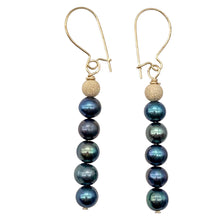 Load image into Gallery viewer, Shinning Teal Fresh Water Pearl 14K Gold Filled Earrings | 2" long |

