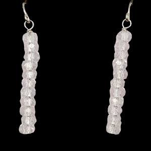 Light Pink Clouds Rose Quartz Sterling Silver Semi Precious Gemstone Earrings