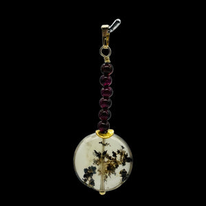 Gemmy Peruvian Opal w/Garnet 14K Gold Filled Pendant | Clear, Red |1 1/4" Long |