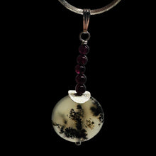 Load image into Gallery viewer, Gemmy Peruvian Opal w/Garnet Sterling Silver Pendant | Clear, Red |1 1/4&quot; Long |
