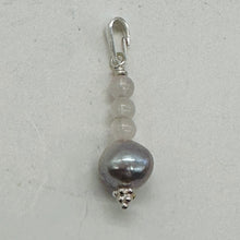Load image into Gallery viewer, Rose Quartz, Silver Blue Pearl Sterling Silver Pendant| 1 1/4&quot; Long| Pink, Blue|
