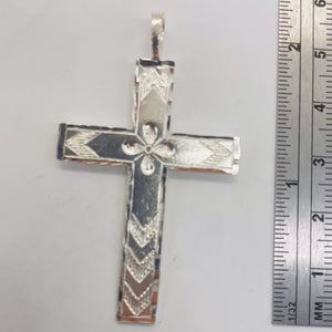 Sterling Silver Unique Designer Cross | 2" Long | Silver | 1 Pendant