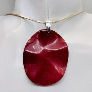 Mars Red Mustard Mookaite Oval Sterling Silver Pendant | 50mm | Maroon |