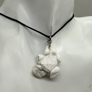 Howlite Stone Frog Pendant Necklace | 1 1/4" Long | White | 1 Pendant |