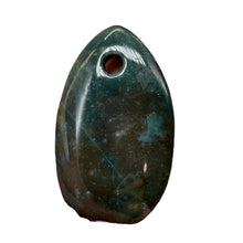 Load image into Gallery viewer, Hand Carved Bloodstone Pendant Bead | Green Red | 54x33x6mm (4.5mm hole)1 Bead |
