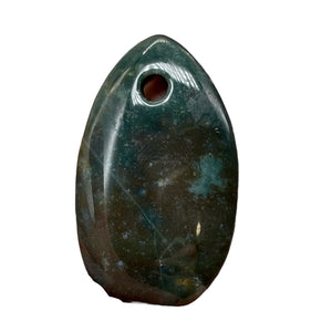 Hand Carved Bloodstone Pendant Bead | Green Red | 54x33x6mm (4.5mm hole)1 Bead |