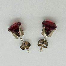 Load image into Gallery viewer, January! 7mm Lab Garnet &amp; Sterling Silver Stud Earrings 9780A
