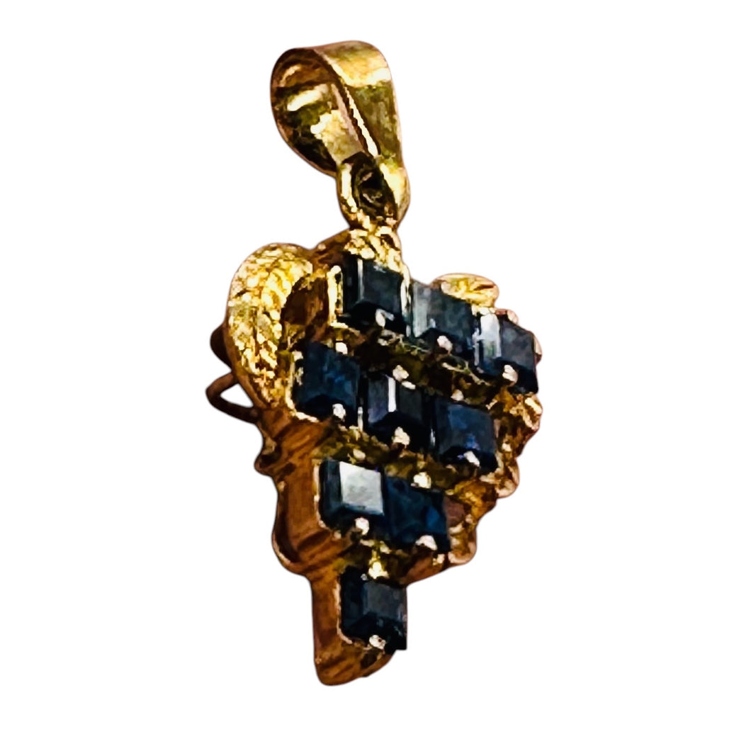 Sapphire Gemstone Vermeil Pendant Necklace | Blue | 1 inch long | 1 Pendant |