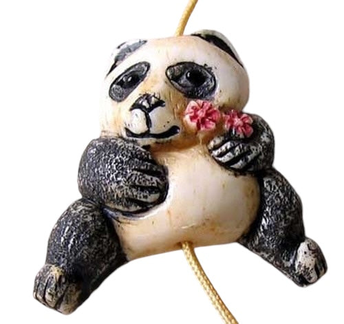 Adorable Hand Carved Panda Centerpiece Bead 10575C