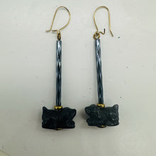 Load image into Gallery viewer, Hand Carved Sodalite Dog Puppy and 14Kgf Earrings 6142
