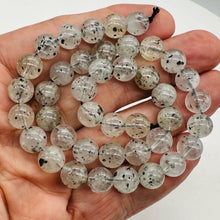 Load image into Gallery viewer, Tourmalinated Quartz Round Bead Parcel | 3&quot; Long | Clear, Black | 8 Beads |
