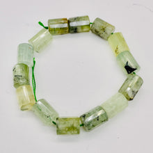 Load image into Gallery viewer, Tourmalated Prehnite Half-Strand Tube Beads | 16x11mm | Green Black | 13 Beads |
