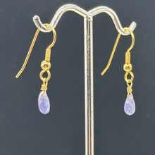 Load image into Gallery viewer, Tanzanite 14K Gold Filled Drop Wire Wrap Earrings | Lavender | 1 Inch Long |
