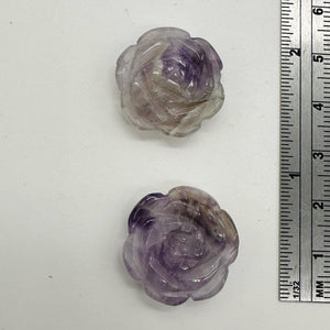 Bloomer 2 Carved Amethyst Rose Flower Beads 009290Aml