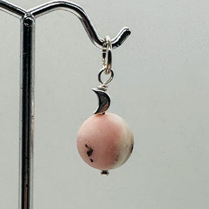 Pink Peruvian Opal Matte Finish Drop Pendant | Pink, Black | 1 1/4" Long |