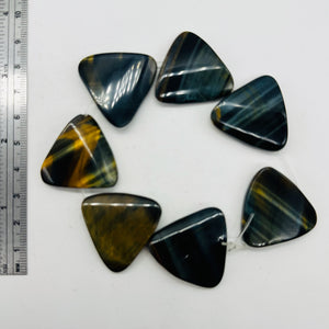 Tiger Eye Triangle Half-Strand Beads |30x7mm | Bronze, Blue, Black | 7 beads |