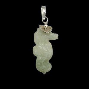 Serpentine Seahorse Sterling Silver Pendant | Green | 1 1/4" Long | 1 Pendant |