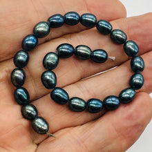 Load image into Gallery viewer, Fresh Water Perfect Pearls Half Strand | 8x6mm | Midnight Ocean Blue| 25 Pearls|
