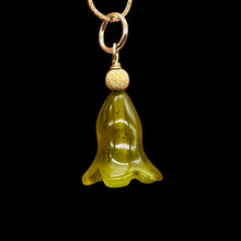 Load image into Gallery viewer, Jade Lily Flower 14K Yellow Gold Filled Pendant | Green | 1&quot; Long |

