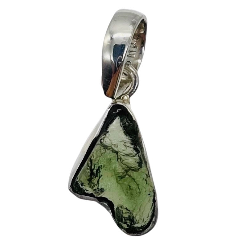 Moldavite 10.91ct Sterling Silver Free-form Pendant | 1