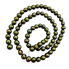 Load image into Gallery viewer, Natural Green Gold Red Freshwater Pearl Strand 76 Round 5mm Cultured Pearls
