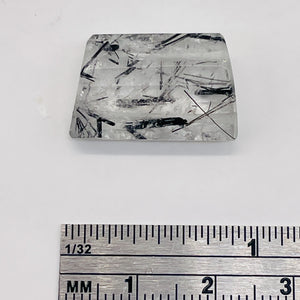 Tourmalinated Quartz Trapezoid Bead - Double Drilled| 21x14x7mm| Clear, Black| 1