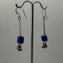 Load image into Gallery viewer, Spark Stardust Lapis Dangle Drop Silver Earrings 5697
