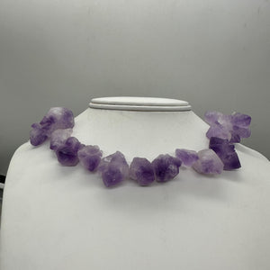 Amethyst Natural Crystals 8" Strand | 29x27x15 to 18x17x12mm | Purple| 14 Beads|