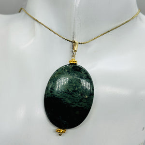 Exotic Kambaba Jasper Oval 14K Gold Filled Pendant | 40x30x8mm | 1 Bead |