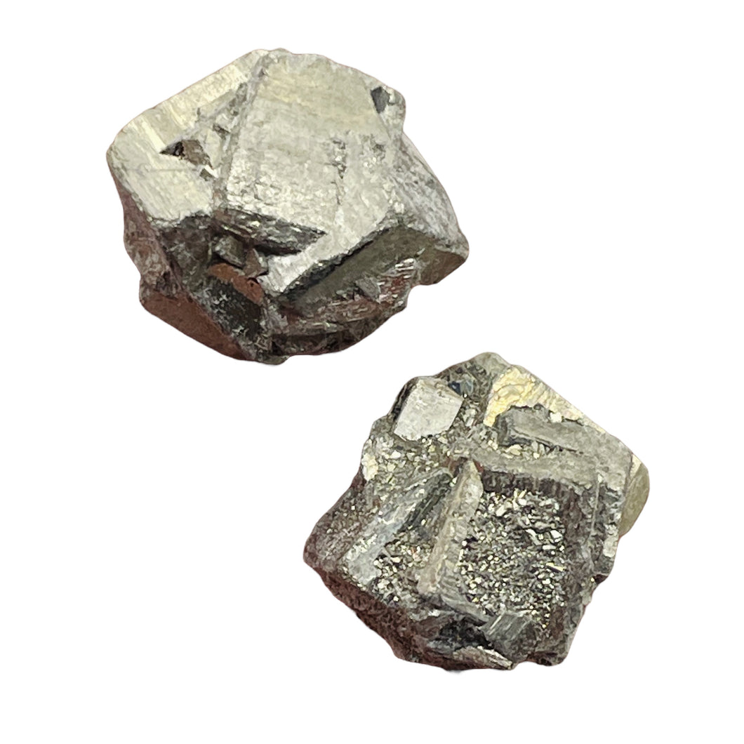 Pyrite Crystal Nugget Beads | 15x13 to 16x14mm | Silver Gold | 2 Beads |