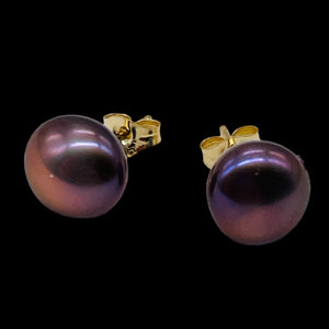 Pearl 14K Gold Post Round Earrings | 8mm | Lavender Pink | 1 Pair |