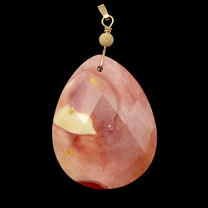 Mookaite Faceted Teardrop 14K Gold Filled Pendant | 2 1/2" Long | Pink White |