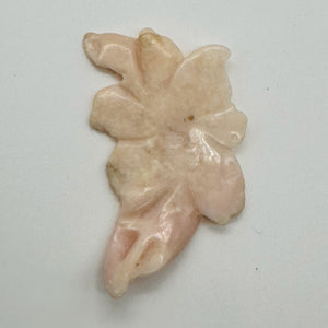 Peruvian Opal 32ct Carved Flower Pendant Bead | 35x60x3mm | Pink | 1 Bead |