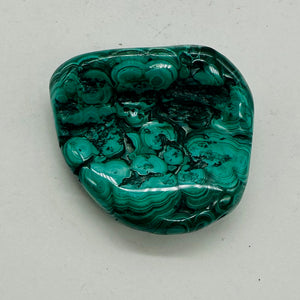 Malachite 46g Polished Gemstone FreeForm Worry Stone| 42x9mm| Green| 1 Specimen|