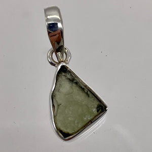 Moldavite 8.75ct Sterling Silver Triangle Pendant| 7/8" Long | Green | 1 Pendant