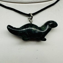 Load image into Gallery viewer, Kambaba Jasper Diplodocus Dinosaur Pendant | 3/4&#39; Long | Black, Green |
