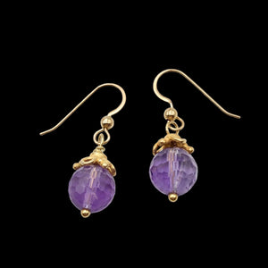 Royal Natural Amethyst 22K Gold Over Solid Sterling Earrings 310453A1x