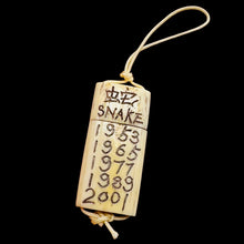 Load image into Gallery viewer, Year of the Snake 2025 Skrimshaw Pendant | 1 1/2" Long| Cream, Brown, Blue, Red|

