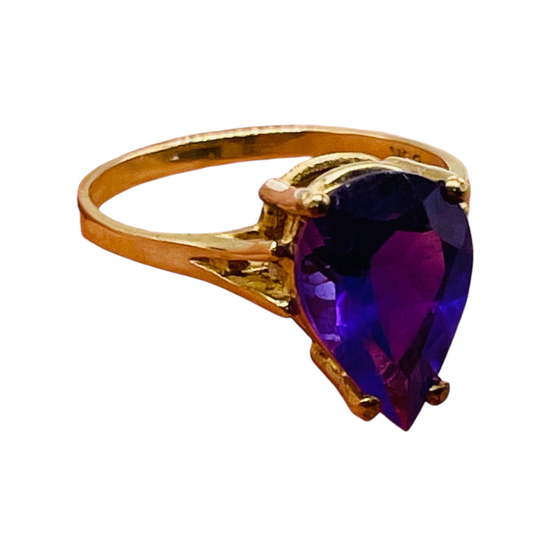 Amethyst Pear Cur 10K Yellow Gold Ring | Size 6.75 | Purple | 1 Ring |