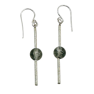 Sparkling Actinolite Quartz Sterling Silver Earrings | 2" long | 1 Pair |