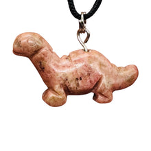 Load image into Gallery viewer, Rhodonite Diplodocus Dinosaur Pendant | 3/4&#39; Long | Pink. Black | 1 Pendant |
