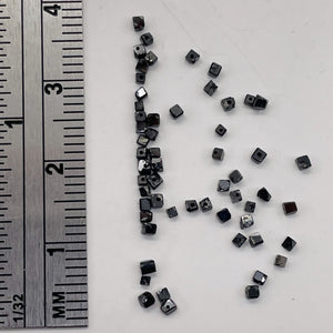 Natural Black Diamond Cube Tube 2.9cts Beads | 1x1mm to 2x1mm | 67 Beads |