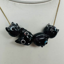 Load image into Gallery viewer, Kitty Cat Ceramic Round Beads | 15mm | Black | 4 Beads |
